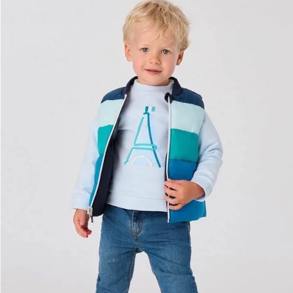 Jacadi Paris Reversible Puffer Vest 6M - Picture 2 of 5